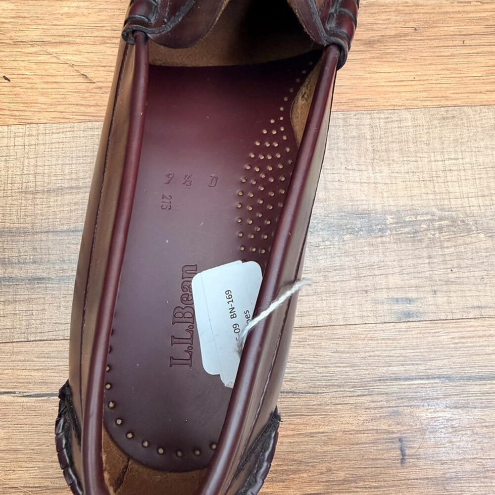 LL Bean Leather Penny Loafers Mens 9.5D Burgundy Cordovan Slip On Classic - Picture 6 of 7